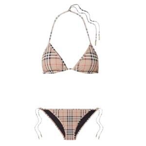 BURBERRY check printed triangle bikini set